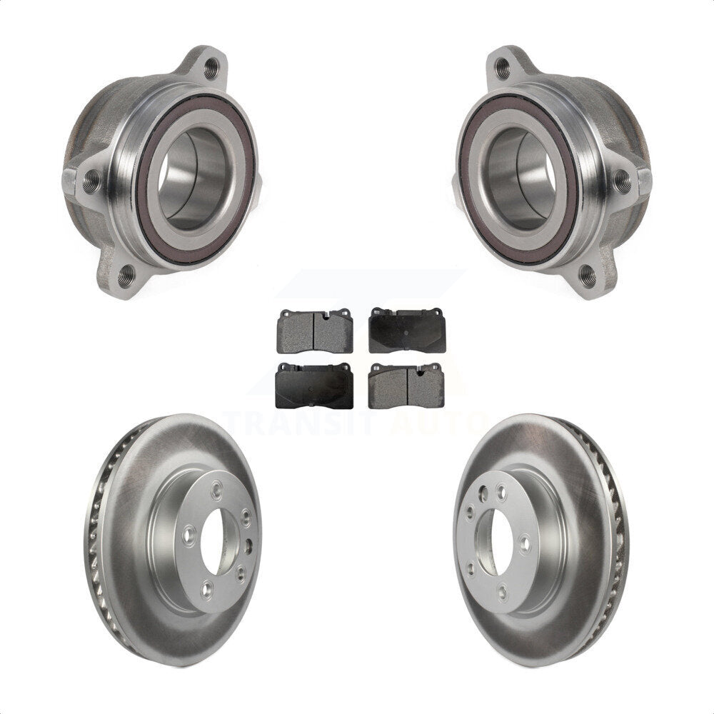 Front Hub Bearing Assembly With Coated Disc Brake Rotors And Ceramic Pads Kit For 2011-2015 Volkswagen Touareg 330mm Diameter Rotor KBB-123465 by Transit Auto