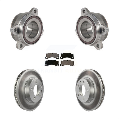 Front Hub Bearing Assembly With Coated Disc Brake Rotors And Ceramic Pads Kit For 2016 Volkswagen Touareg KBB-123466 by Transit Auto