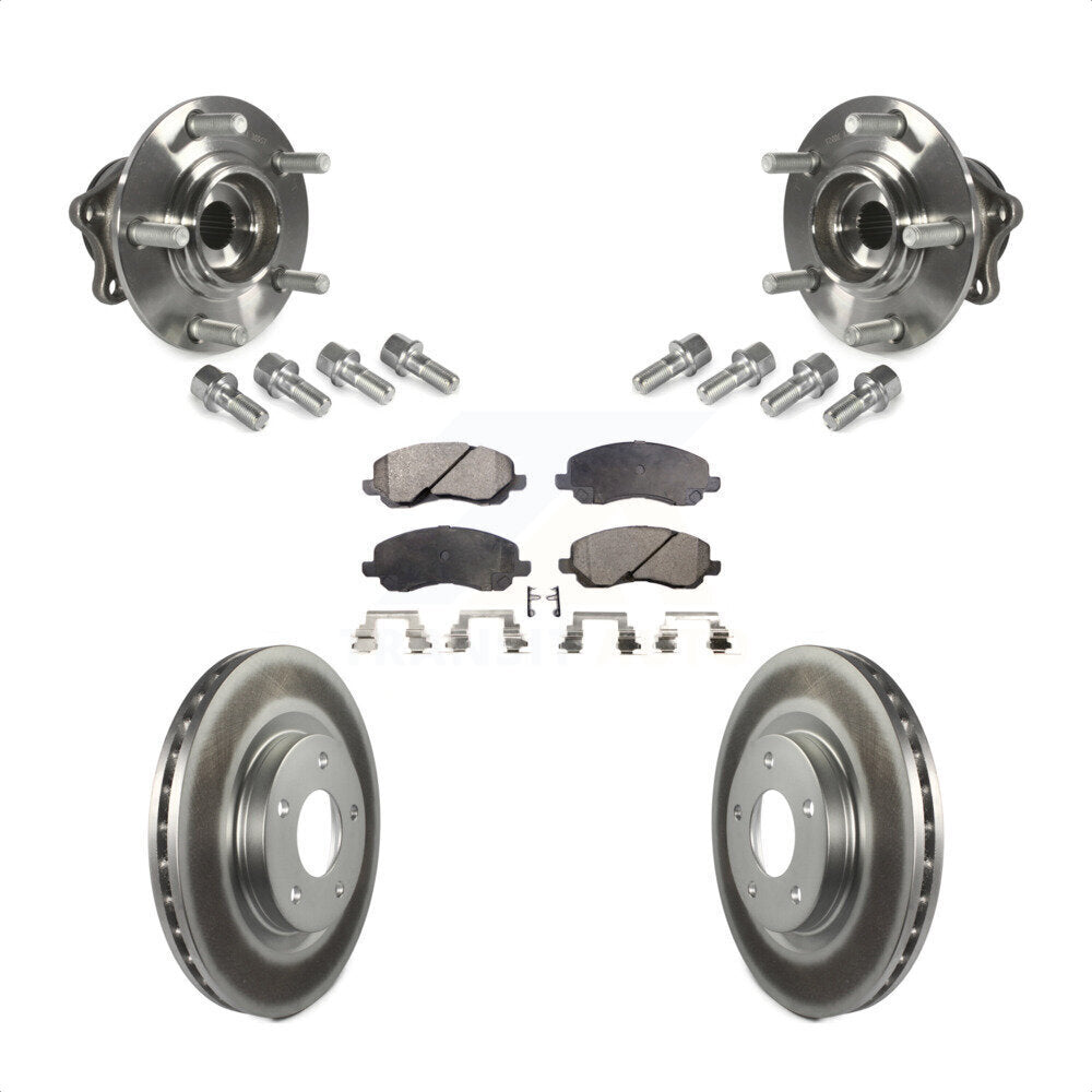 Front Hub Bearing Assembly With Coated Disc Brake Rotors And Ceramic Pads Kit For 2011-2012 Mitsubishi RVR 4WD KBB-123482 by Transit Auto