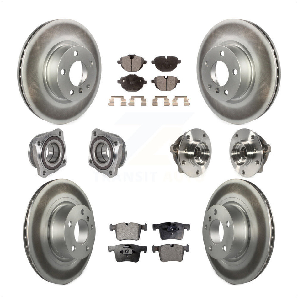 Front Rear Hub Bearings Assembly Coated Disc Brake Rotors And Ceramic Pads Kit (10Pc) For BMW X3 X4 KBB-123490 by Transit Auto
