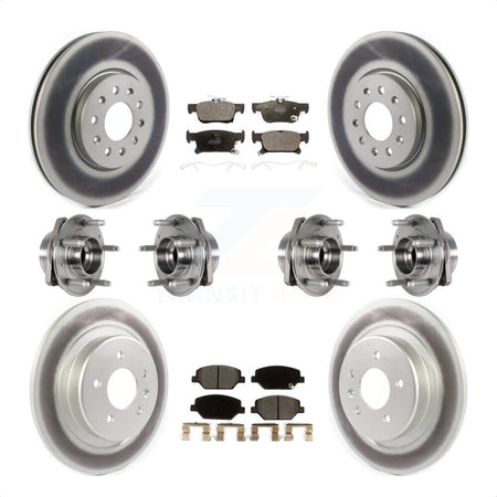 Front Rear Hub Bearings Assembly Coated Disc Brake Rotors And Ceramic Pads Kit (10Pc) For Buick Envision With 315mm Diameter Rotor KBB-123499 by Transit Auto