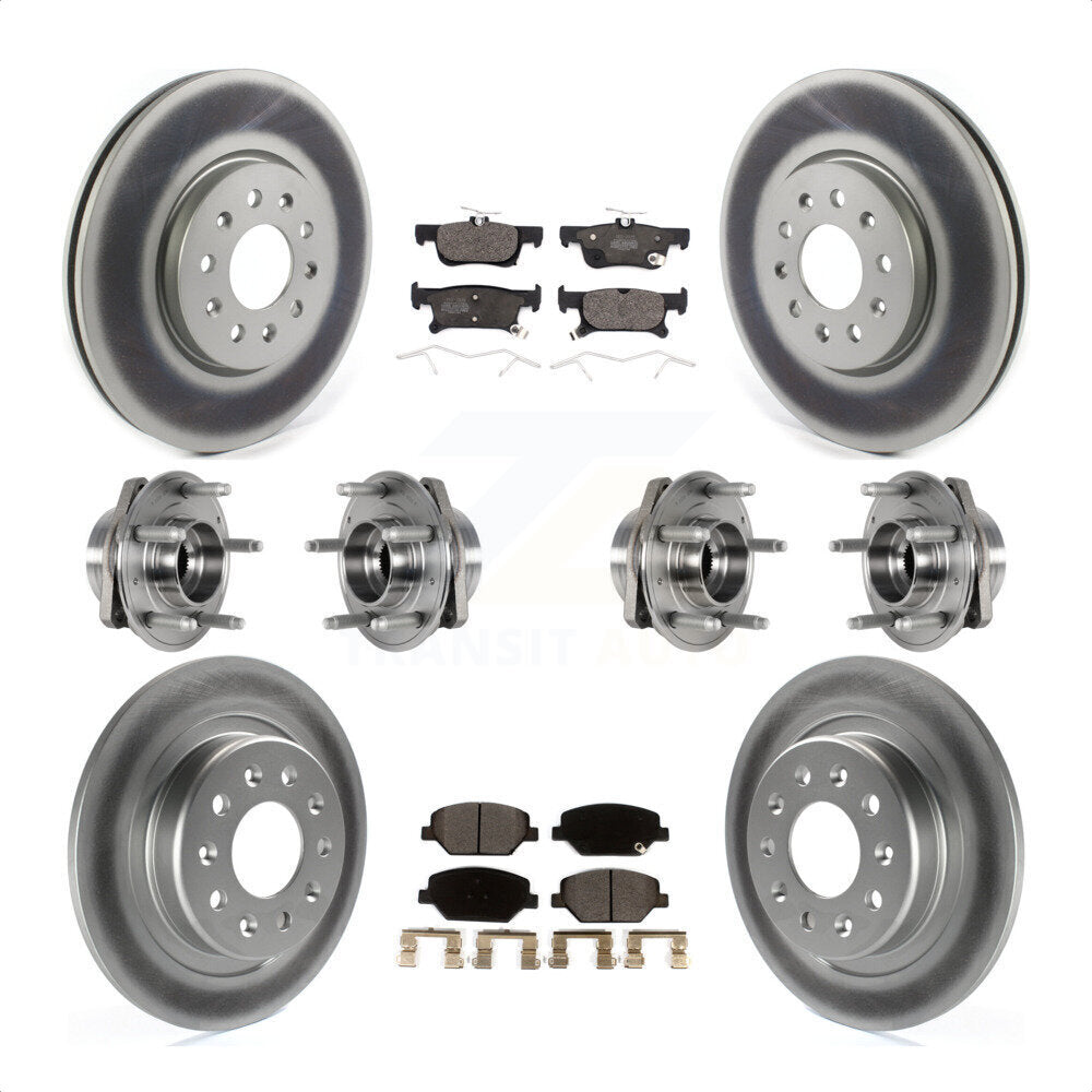 Front Rear Hub Bearings Assembly Coated Disc Brake Rotors And Ceramic Pads Kit (10Pc) For Buick Envision With 288mm Diameter Rotor KBB-123500 by Transit Auto