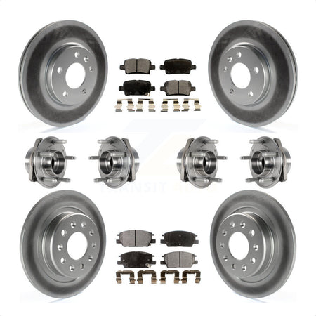 Front Rear Hub Bearings Assembly Coated Disc Brake Rotors And Ceramic Pads Kit (10Pc) For 2017-2018 Buick LaCrosse AWD With 16" Factory Wheels KBB-123502 by Transit Auto