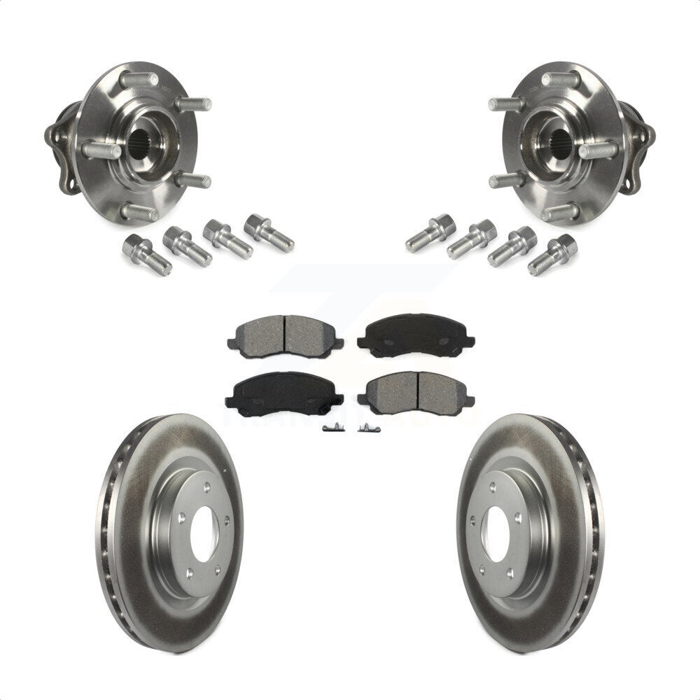 Front Hub Bearing Assembly With Coated Disc Brake Rotors And Semi-Metallic Pads Kit For 2011-2012 Mitsubishi RVR 4WD KBB-123539 by Transit Auto