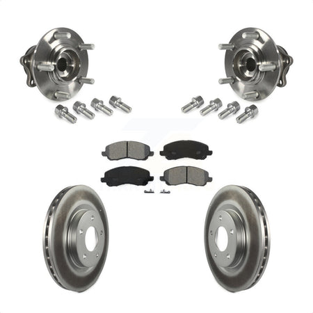 Front Hub Bearing Assembly With Coated Disc Brake Rotors And Semi-Metallic Pads Kit For 2011-2012 Mitsubishi RVR 4WD KBB-123539 by Transit Auto