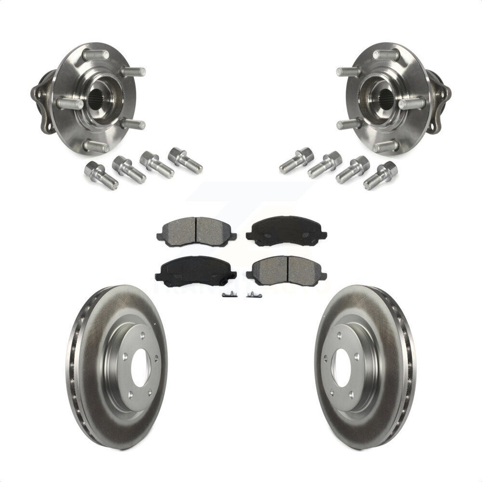 Front Hub Bearing Assembly With Coated Disc Brake Rotors And Semi-Metallic Pads Kit For 2011-2012 Mitsubishi RVR 4WD KBB-123539 by Transit Auto
