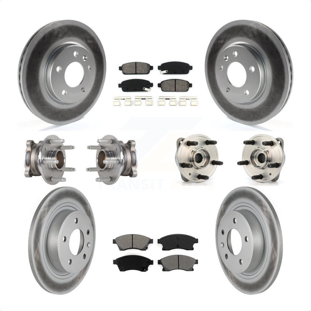 Front Rear Hub Bearings Assembly Coated Disc Brake Rotors And Semi-Metallic Pads Kit (10Pc) For 2014-2015 Chevrolet Cruze DIESEL engine With 15" Factory Wheels KBB-123570 by Transit Auto