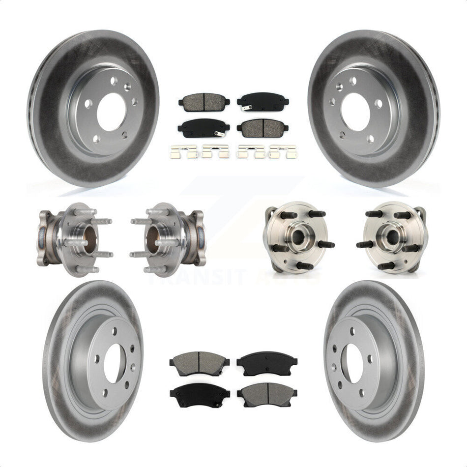 Front Rear Hub Bearings Assembly Coated Disc Brake Rotors And Semi-Metallic Pads Kit (10Pc) For 2014-2015 Chevrolet Cruze DIESEL engine With 15" Factory Wheels KBB-123570 by Transit Auto