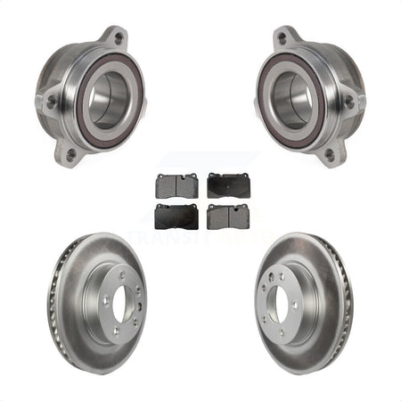 Front Hub Bearing Assembly With Coated Disc Brake Rotors And Semi-Metallic Pads Kit For 2011-2015 Volkswagen Touareg 330mm Diameter Rotor KBB-123578 by Transit Auto