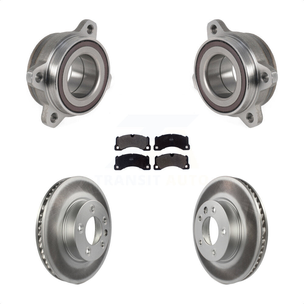 Front Hub Bearing Assembly With Coated Disc Brake Rotors And Semi-Metallic Pads Kit For 2016 Volkswagen Touareg KBB-123579 by Transit Auto