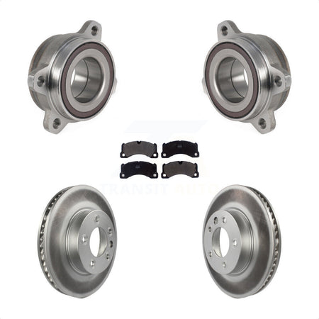 Front Hub Bearing Assembly With Coated Disc Brake Rotors And Semi-Metallic Pads Kit For 2016 Volkswagen Touareg KBB-123579 by Transit Auto