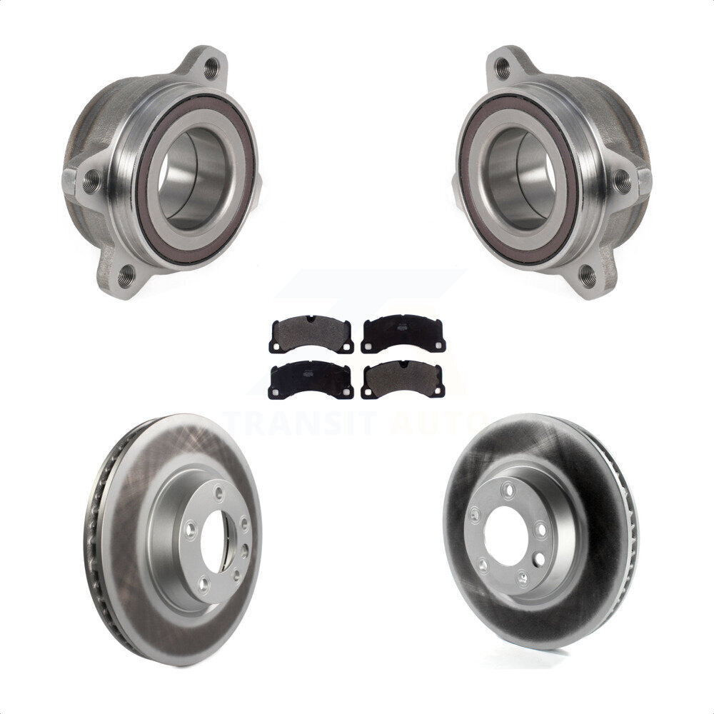 Front Hub Bearing Assembly With Coated Disc Brake Rotors And Semi-Metallic Pads Kit For Porsche Cayenne KBB-123580 by Transit Auto