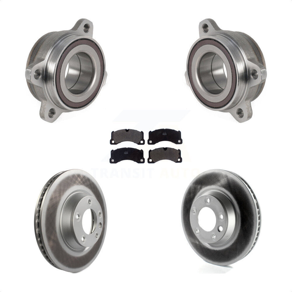 Front Hub Bearing Assembly With Coated Disc Brake Rotors And Semi-Metallic Pads Kit For Porsche Cayenne KBB-123580 by Transit Auto