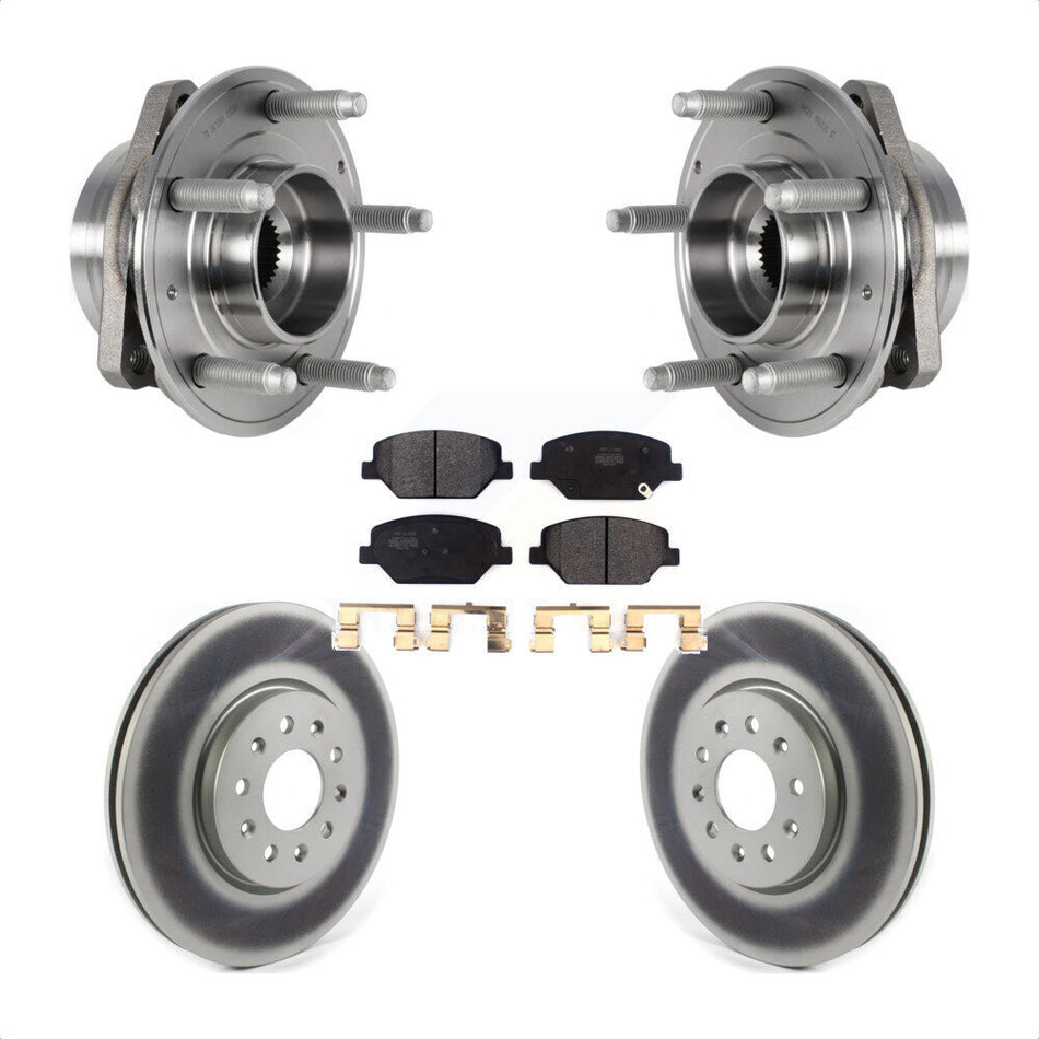 Front Hub Bearing Assembly With Coated Disc Brake Rotors And Semi-Metallic Pads Kit For Buick Envision LaCrosse Regal Sportback TourX KBB-123588 by Transit Auto