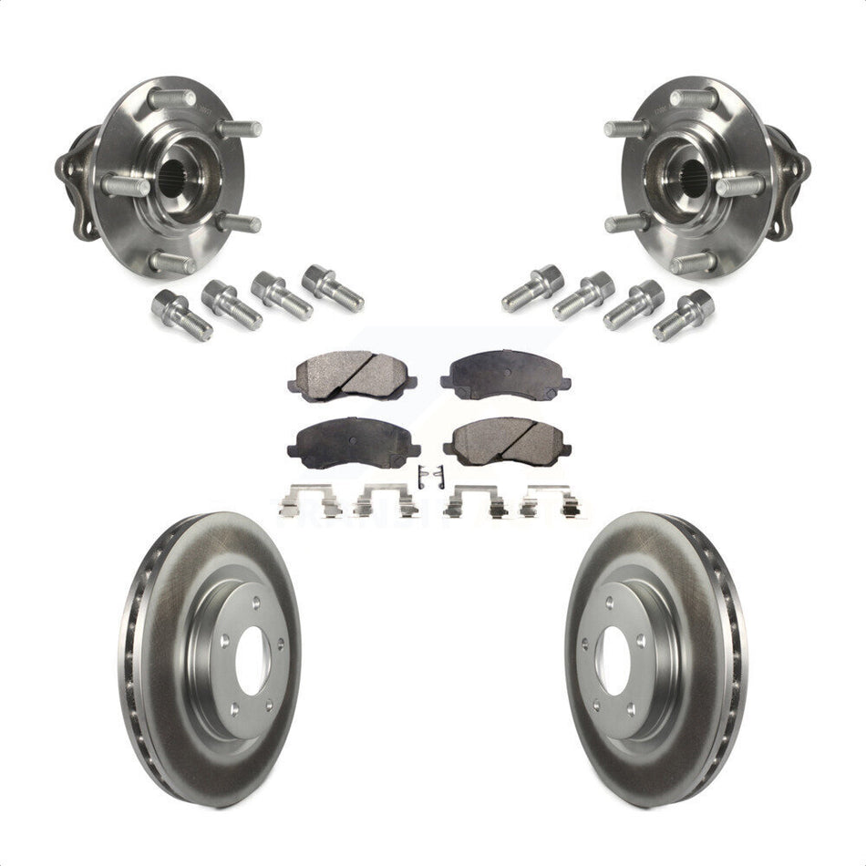 Front Hub Bearing Assembly With Coated Disc Brake Rotors And Semi-Metallic Pads Kit For 2011-2012 Mitsubishi RVR 4WD KBB-123595 by Transit Auto