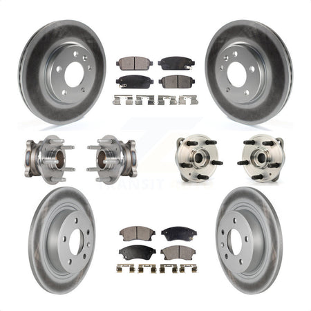 Front Rear Hub Bearings Assembly Coated Disc Brake Rotors And Semi-Metallic Pads Kit (10Pc) For 2014-2015 Chevrolet Cruze DIESEL engine With 15" Factory Wheels KBB-123607 by Transit Auto
