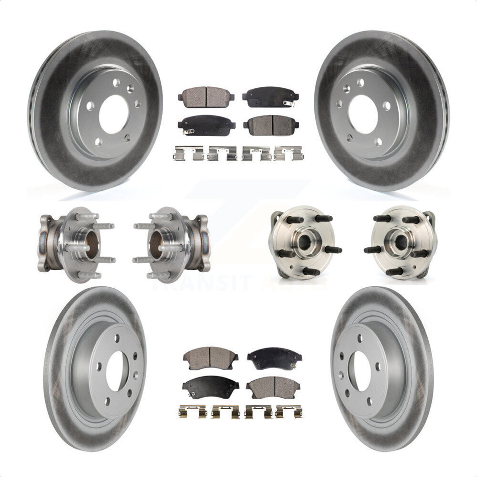 Front Rear Hub Bearings Assembly Coated Disc Brake Rotors And Semi-Metallic Pads Kit (10Pc) For 2014-2015 Chevrolet Cruze DIESEL engine With 15" Factory Wheels KBB-123607 by Transit Auto