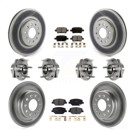 Front Rear Hub Bearings Assembly Coated Disc Brake Rotors And Semi-Metallic Pads Kit (10Pc) For 2017-2018 Buick LaCrosse AWD With 17" Factory Wheels KBB-123609 by Transit Auto