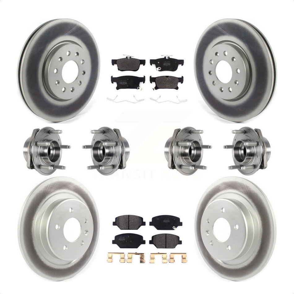 Front Rear Hub Bearings Assembly Coated Disc Brake Rotors And Semi-Metallic Pads Kit (10Pc) For Buick Envision With 315mm Diameter Rotor KBB-123610 by Transit Auto