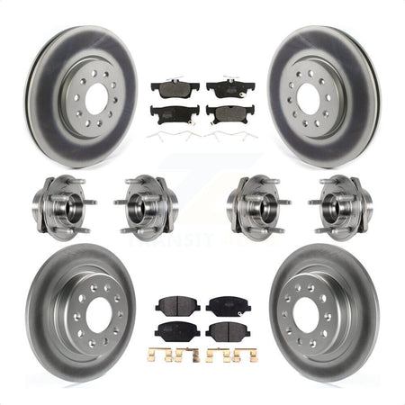 Front Rear Hub Bearings Assembly Coated Disc Brake Rotors And Semi-Metallic Pads Kit (10Pc) For Buick Envision With 288mm Diameter Rotor KBB-123611 by Transit Auto