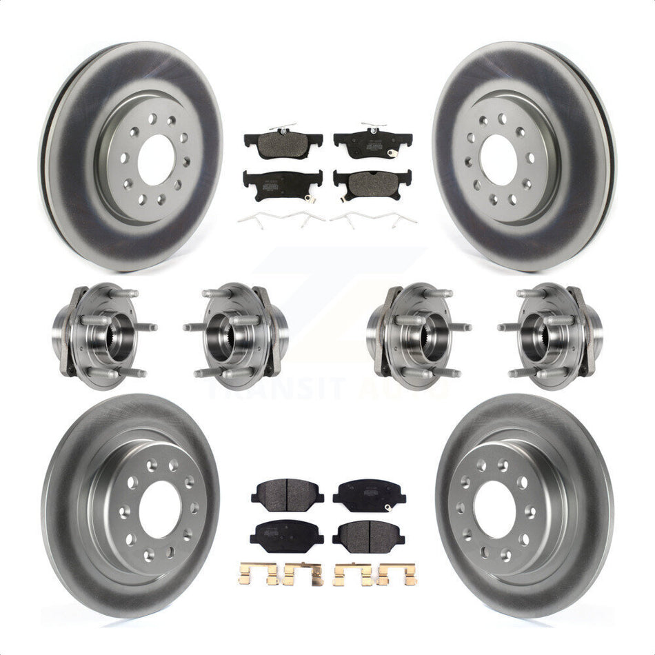 Front Rear Hub Bearings Assembly Coated Disc Brake Rotors And Semi-Metallic Pads Kit (10Pc) For Buick Envision With 288mm Diameter Rotor KBB-123611 by Transit Auto