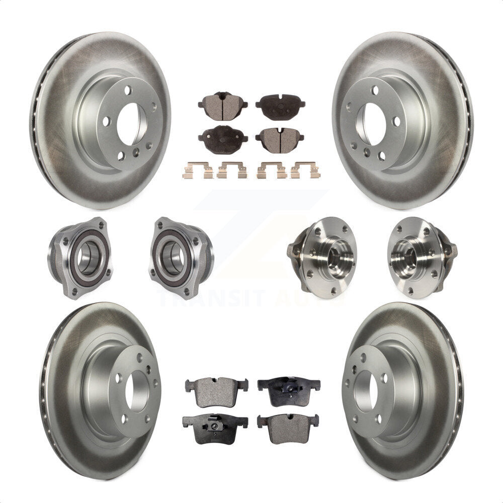 Front Rear Hub Bearings Assembly Coated Disc Brake Rotors And Semi-Metallic Pads Kit (10Pc) For BMW X3 X4 KBB-123619 by Transit Auto