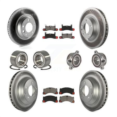 Front Rear Wheel Hub Bearings Assembly Coated Disc Brake Rotors And Ceramic Pads Shoes Kit (10Pc) For 2011-2012 Porsche Cayenne Base With 380mm Diameter Rotor KBB-123639 by Transit Auto