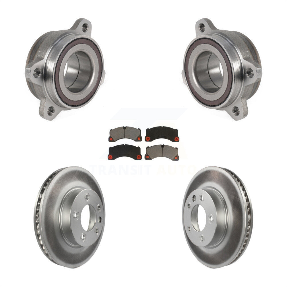 Front Hub Bearing Assembly With Coated Disc Brake Rotors And Ceramic Pads Kit For 2016 Volkswagen Touareg KBB-123644 by Transit Auto