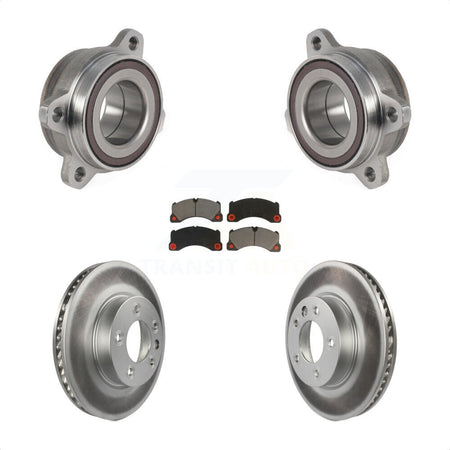 Front Hub Bearing Assembly With Coated Disc Brake Rotors And Ceramic Pads Kit For 2016 Volkswagen Touareg KBB-123644 by Transit Auto