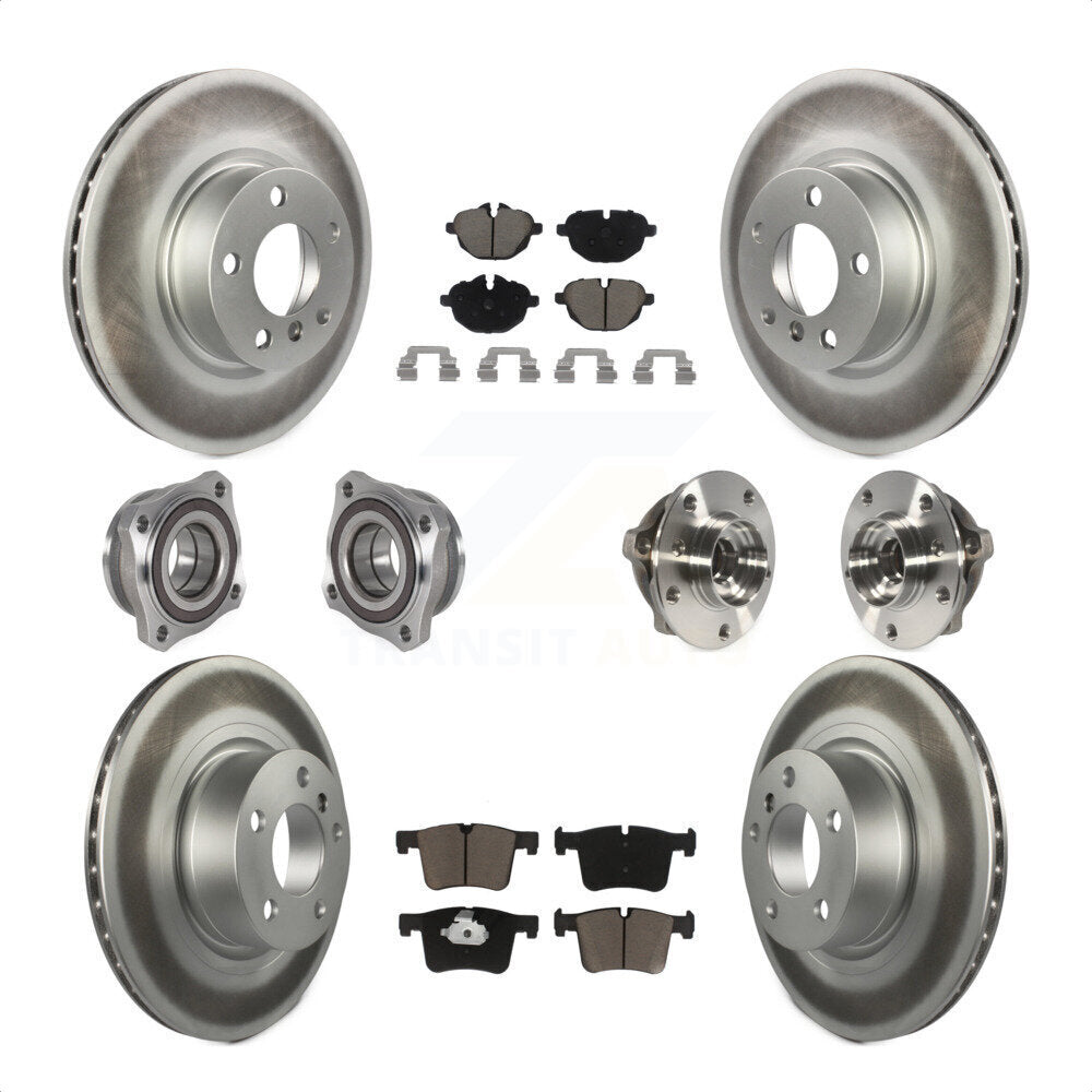 Front Rear Hub Bearings Assembly Coated Disc Brake Rotors And Ceramic Pads Kit (10Pc) For BMW X3 X4 KBB-123666 by Transit Auto