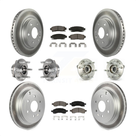 Front Rear Hub Bearings Assembly Coated Disc Brake Rotors And Ceramic Pads Kit (10Pc) For 2017 Buick Enclave AWD KBB-123671 by Transit Auto