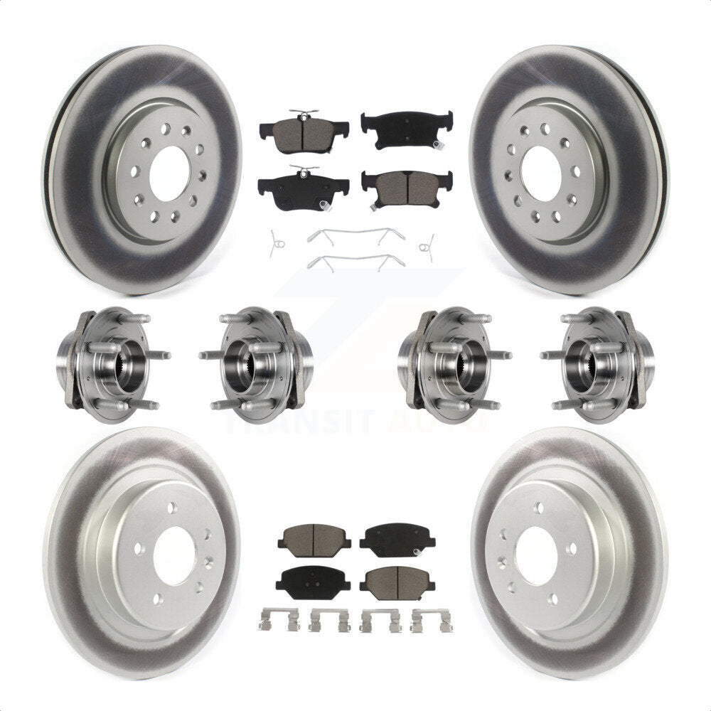 Front Rear Hub Bearings Assembly Coated Disc Brake Rotors And Ceramic Pads Kit (10Pc) For Buick Envision With 315mm Diameter Rotor KBB-123675 by Transit Auto