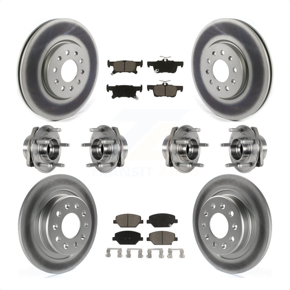 Front Rear Hub Bearings Assembly Coated Disc Brake Rotors And Ceramic Pads Kit (10Pc) For Buick Envision With 288mm Diameter Rotor KBB-123676 by Transit Auto