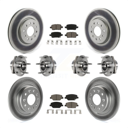 Front Rear Hub Bearings Assembly Coated Disc Brake Rotors And Ceramic Pads Kit (10Pc) For 2017-2018 Buick LaCrosse AWD With 17" Factory Wheels KBB-123677 by Transit Auto