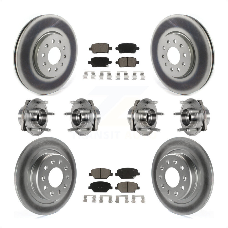 Front Rear Hub Bearings Assembly Coated Disc Brake Rotors And Ceramic Pads Kit (10Pc) For 2017-2018 Buick LaCrosse AWD With 17" Factory Wheels KBB-123677 by Transit Auto