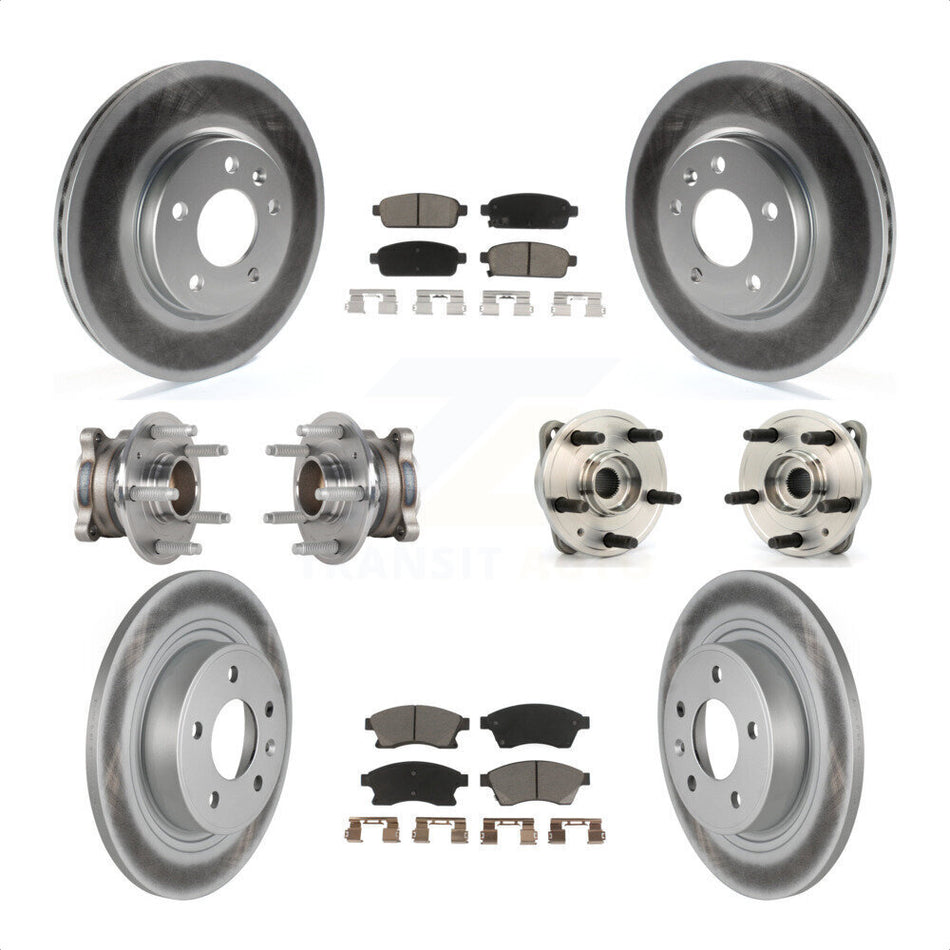 Front Rear Hub Bearings Assembly Coated Disc Brake Rotors And Ceramic Pads Kit (10Pc) For 2014-2015 Chevrolet Cruze DIESEL engine With 15" Factory Wheels KBB-123688 by Transit Auto