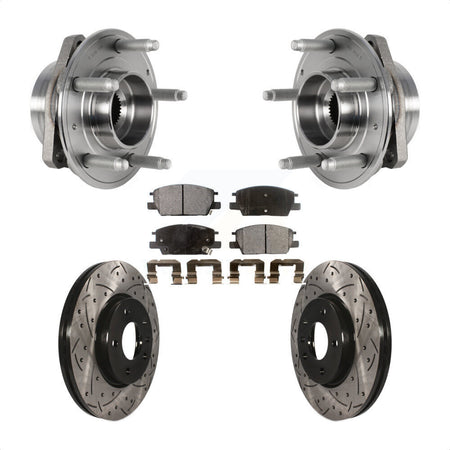 Front Hub Bearing Assembly With Coated Drilled Slotted Disc Brake Rotors And Ceramic Pads Kit For Chevrolet Malibu Buick LaCrosse Regal Sportback TourX KBB-123709 by Transit Auto