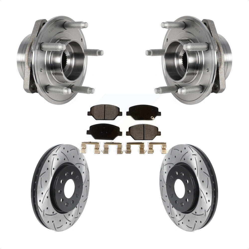 Front Hub Bearing Assembly With Coated Drilled Slotted Disc Brake Rotors And Ceramic Pads Kit For Buick Envision LaCrosse Regal Sportback TourX KBB-123710 by Transit Auto