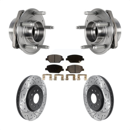Front Hub Bearing Assembly With Coated Drilled Slotted Disc Brake Rotors And Ceramic Pads Kit For Buick Envision LaCrosse Regal Sportback TourX KBB-123710 by Transit Auto