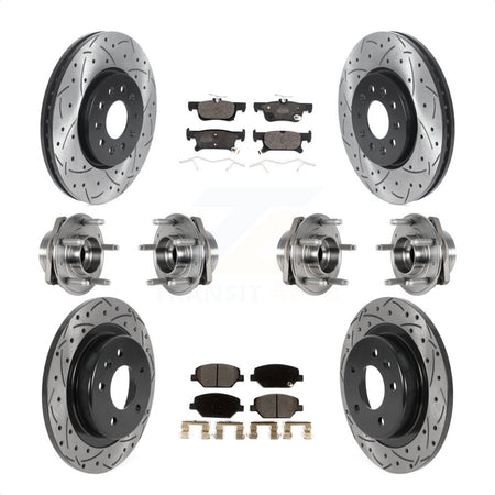 Front Rear Hub Bearings Assembly Coated Disc Brake Rotors And Ceramic Pads Kit (10Pc) For Buick Envision With 288mm Diameter Rotor KBB-123737 by Transit Auto