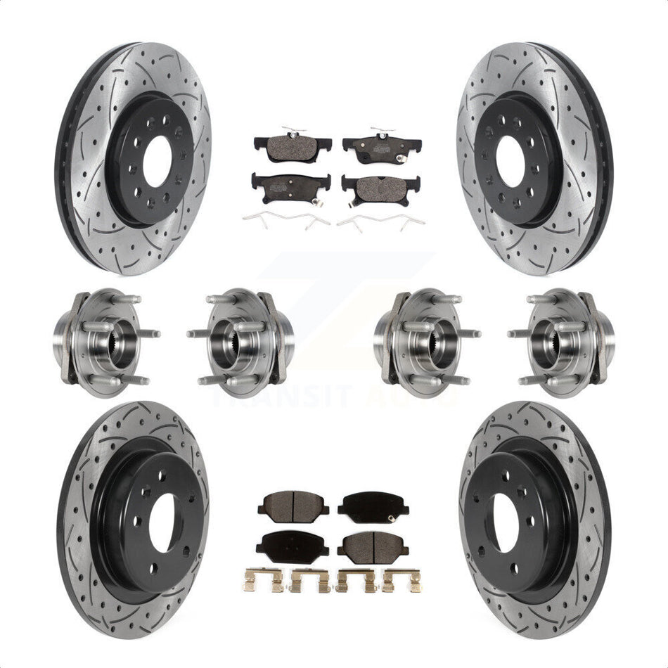 Front Rear Hub Bearings Assembly Coated Disc Brake Rotors And Ceramic Pads Kit (10Pc) For Buick Envision With 288mm Diameter Rotor KBB-123737 by Transit Auto