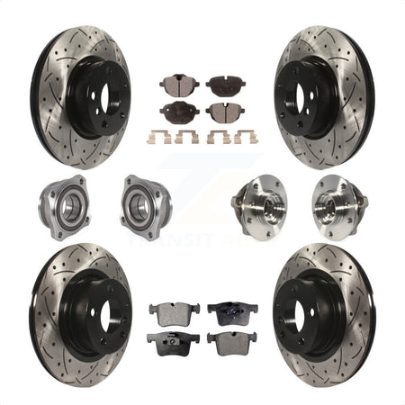 Front Rear Hub Bearings Assembly Coated Disc Brake Rotors And Ceramic Pads Kit (10Pc) For BMW X3 X4 KBB-123741 by Transit Auto