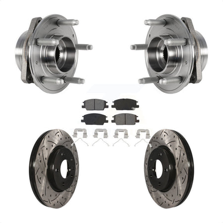 Front Hub Bearing Assembly With Coated Drilled Slotted Disc Brake Rotors And Semi-Metallic Pads Kit For Chevrolet Malibu Buick LaCrosse Regal Sportback TourX KBB-123752 by Transit Auto