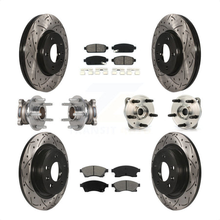 Front Rear Hub Bearings Assembly Coated Disc Brake Rotors And Semi-Metallic Pads Kit (10Pc) For 2014-2015 Chevrolet Cruze DIESEL engine With 15" Factory Wheels KBB-123769 by Transit Auto