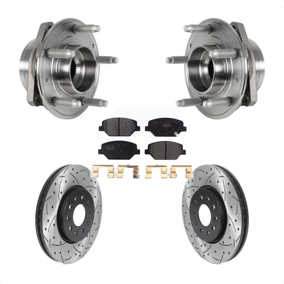 Front Hub Bearing Assembly With Coated Drilled Slotted Disc Brake Rotors And Semi-Metallic Pads Kit For Buick Envision LaCrosse Regal Sportback TourX KBB-123795 by Transit Auto