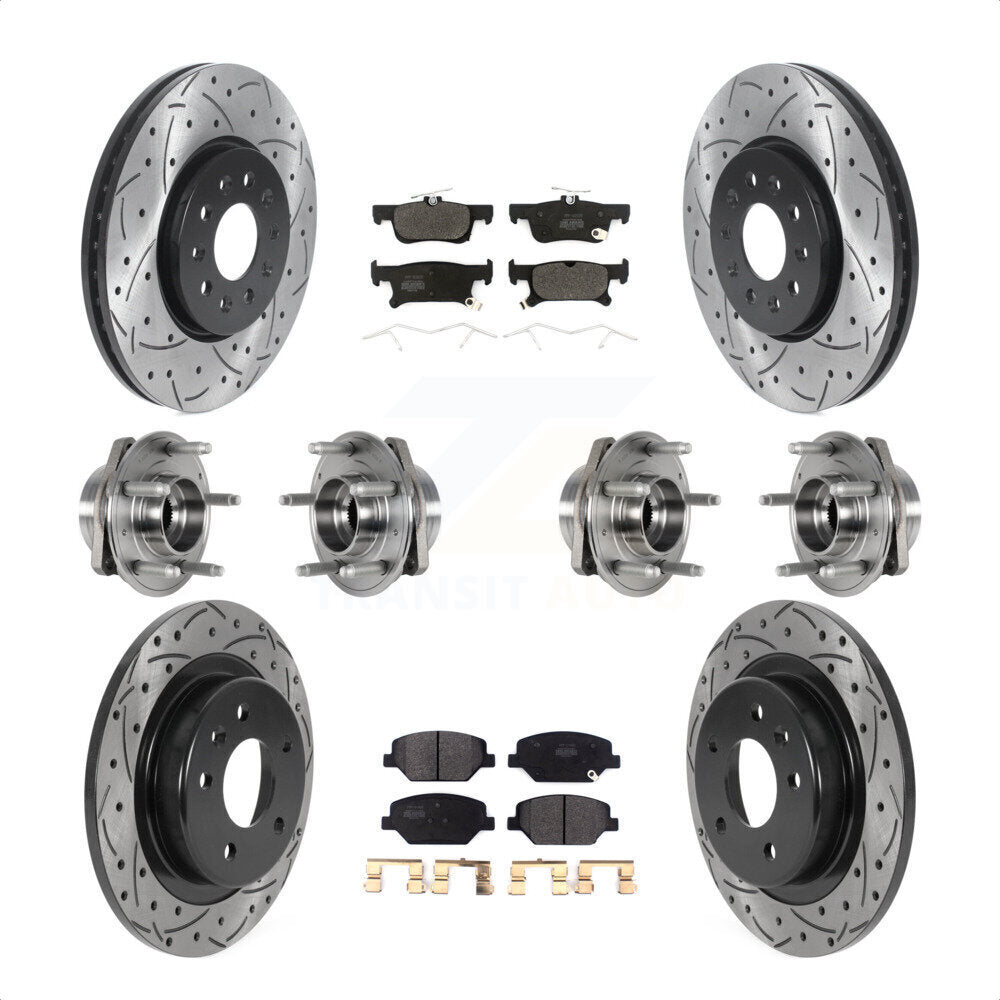Front Rear Hub Bearings Assembly Coated Disc Brake Rotors And Semi-Metallic Pads Kit (10Pc) For Buick Envision With 288mm Diameter Rotor KBB-123817 by Transit Auto