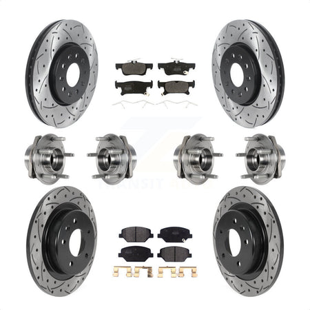 Front Rear Hub Bearings Assembly Coated Disc Brake Rotors And Semi-Metallic Pads Kit (10Pc) For Buick Envision With 288mm Diameter Rotor KBB-123817 by Transit Auto