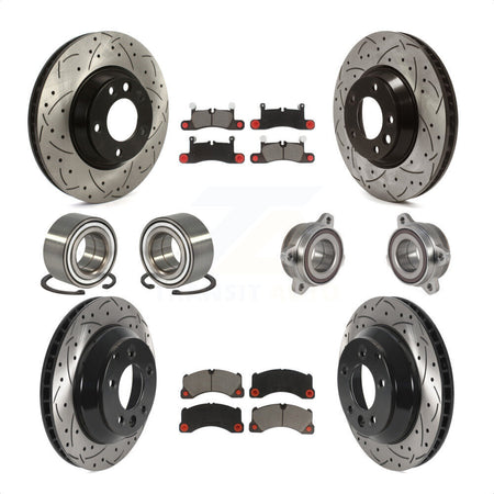 Front Rear Wheel Hub Bearings Assembly Coated Disc Brake Rotors And Ceramic Pads Shoes Kit (10Pc) For 2011-2012 Porsche Cayenne Base With 380mm Diameter Rotor KBB-123825 by Transit Auto