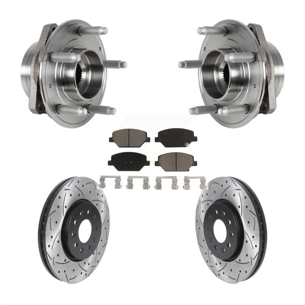 Front Hub Bearing Assembly With Coated Drilled Slotted Disc Brake Rotors And Ceramic Pads Kit For Buick Envision LaCrosse Regal Sportback TourX KBB-123836 by Transit Auto
