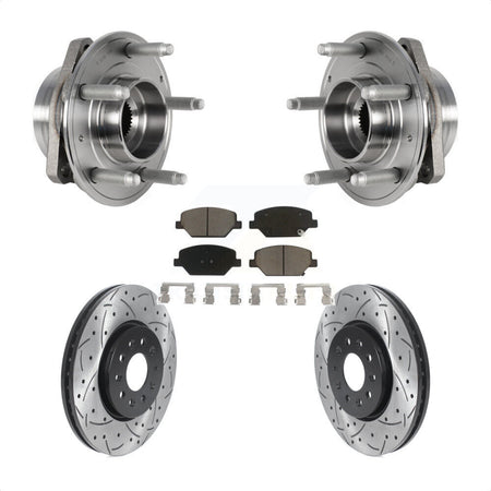 Front Hub Bearing Assembly With Coated Drilled Slotted Disc Brake Rotors And Ceramic Pads Kit For Buick Envision LaCrosse Regal Sportback TourX KBB-123836 by Transit Auto